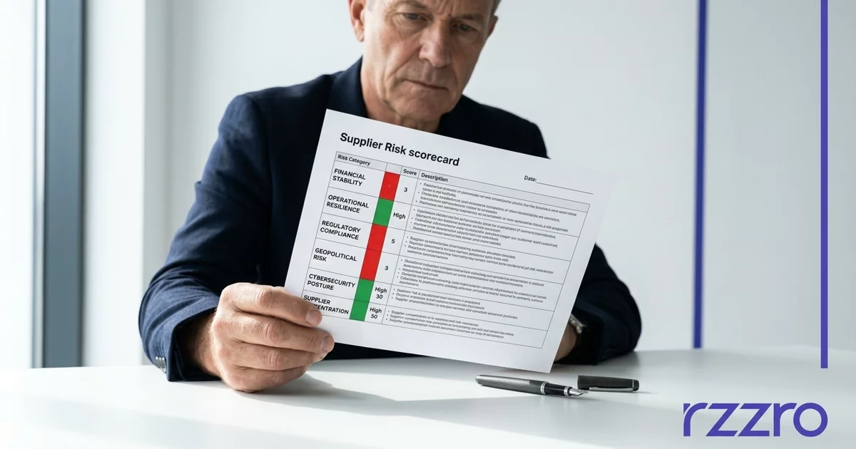 Supplier risk scorecard on a white conference table