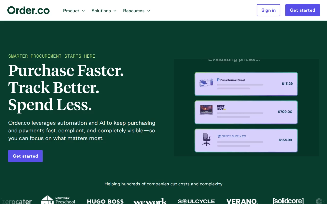 Order.co screenshot
