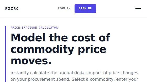 Rzzro Cost Exposure Calculator screenshot
