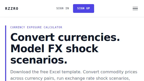 Rzzro FX Impact Calculator screenshot