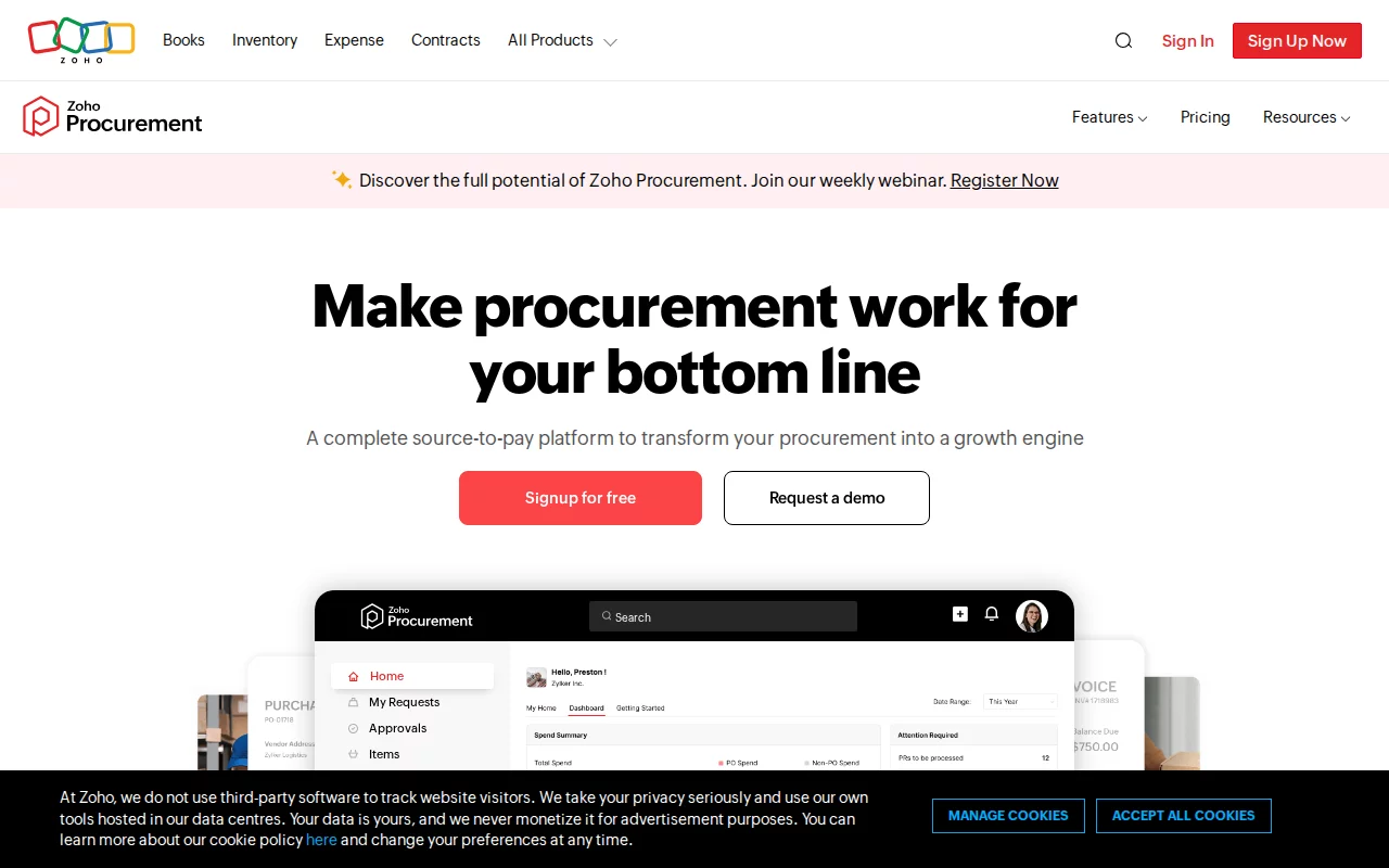 Zoho Procurement screenshot